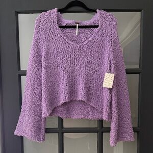 NWT Free People Purple Sand Dune Bell Sleeve Sweater